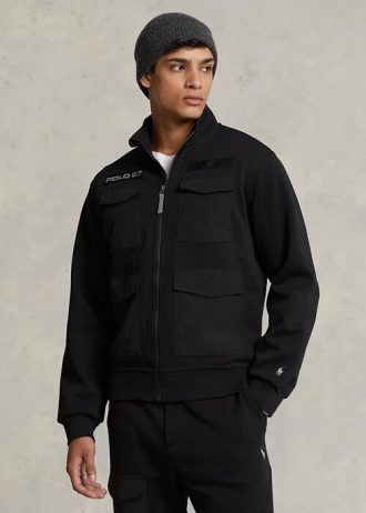 Czarne męskie kurtki hybrydowe wodoodporne Ralph Lauren
