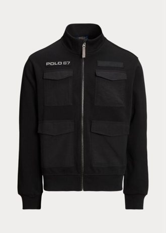 Czarne męskie kurtki hybrydowe wodoodporne Ralph Lauren
