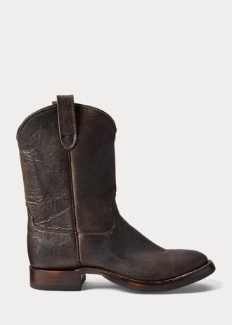 Czarne męskie skórzane buty Ralph Lauren