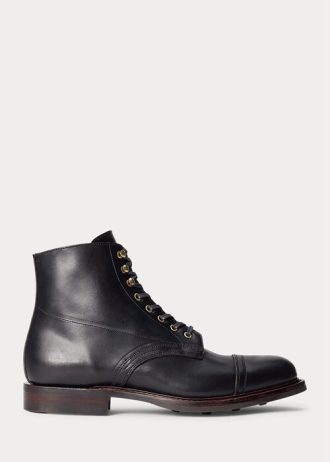 Czarne męskie skórzane buty Ralph Lauren