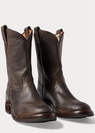 Czarne męskie skórzane buty Ralph Lauren