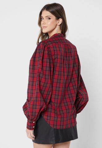 Czerwone damskie bluzki zapinane na guziki marki Ralph Lauren
