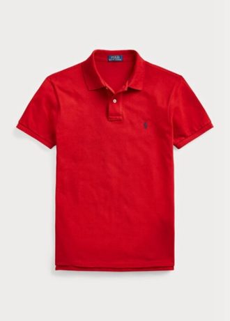 Czerwone męskie koszulki polo Ralph Lauren Slim Fit z siateczki