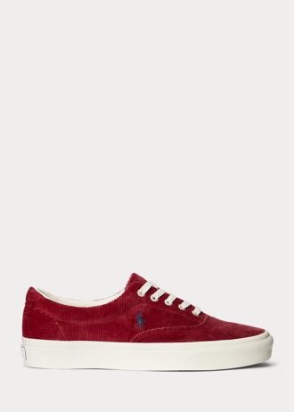 Czerwone męskie trampki Ralph Lauren Keaton Corduroy