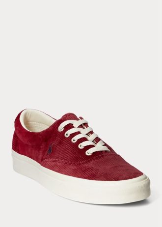 Czerwone męskie trampki Ralph Lauren Keaton Corduroy