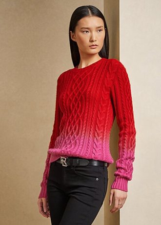Czerwone swetry damskie Ralph Lauren Lunar New Year Cable Knit