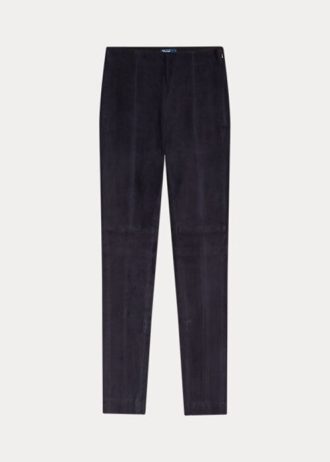 Damskie legginsy Ralph Lauren z zamszu jagnięcego w kolorze granatowym