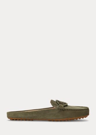 Damskie płaskie buty zamszowe Ralph Lauren Brynn Suede Driver marki Olive