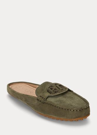 Damskie płaskie buty zamszowe Ralph Lauren Brynn Suede Driver marki Olive