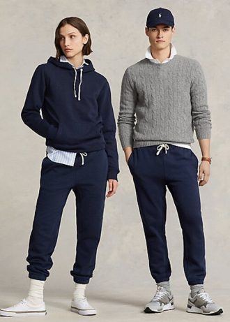 Damskie spodnie dresowe z polaru Ralph Lauren w kolorze granatowym