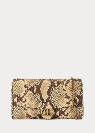Damskie torebki typu crossbody Adair marki Ralph Lauren z imitacji skóry węża w kolorze pergaminu