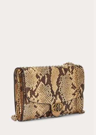 Damskie torebki typu crossbody Adair marki Ralph Lauren z imitacji skóry węża w kolorze pergaminu