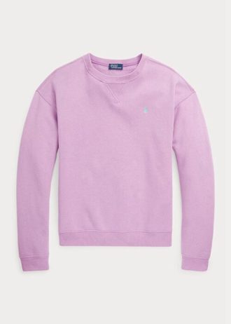 Fioletowe damskie bluzy z polaru Ralph Lauren z okrągłym dekoltem