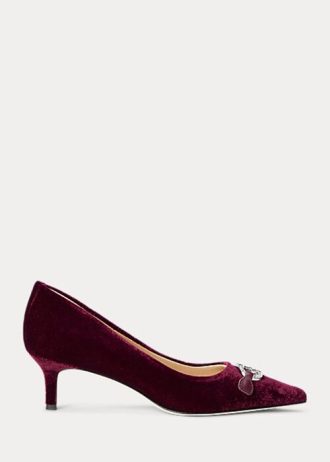 Fuksjowe damskie buty na obcasie Ralph Lauren Amory Velvet Fuksjowe damskie buty na obcasie Ralph Lauren Amory Velvet