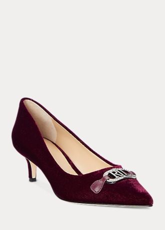 Fuksjowe damskie buty na obcasie Ralph Lauren Amory Velvet Fuksjowe damskie buty na obcasie Ralph Lauren Amory Velvet