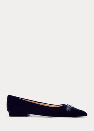 Granatowe damskie balerinki Ralph Lauren Lilah Velvet