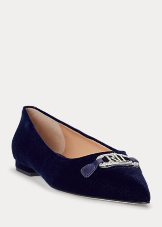 Granatowe damskie balerinki Ralph Lauren Lilah Velvet