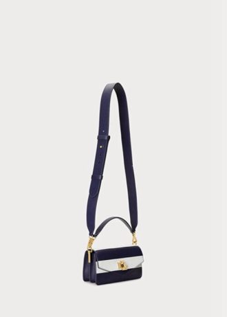 Granatowe damskie skórzane torebki typu crossbody Ralph Lauren Tayler