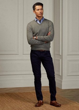 Granatowe męskie jeansy Ralph Lauren Slim Fit Stretch