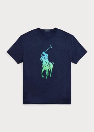 Granatowe męskie koszulki Ralph Lauren Classic Fit Big Pony Jersey