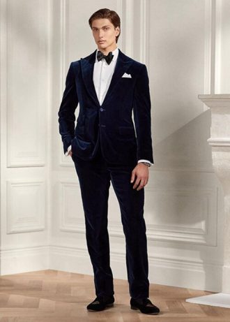 Granatowe męskie spodnie formalne Ralph Lauren Gregory Velvet