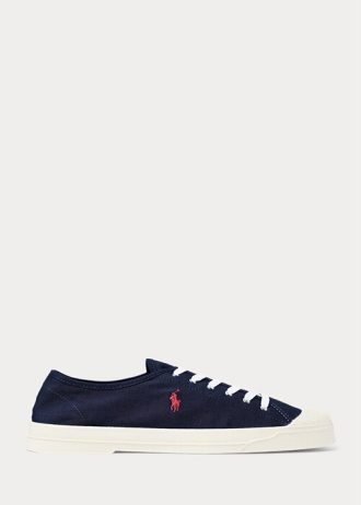 Granatowo-czerwone męskie tenisówki Ralph Lauren Essence 100 Canvas Cap-Toe