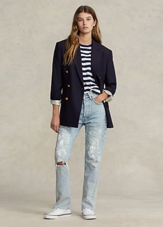 Jeansy damskie AZURE Ralph Lauren z prostymi nogawkami i skróconymi nogawkami