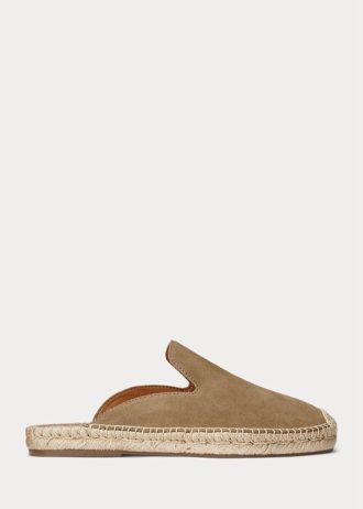 Khaki męskie buty casualowe Ralph Lauren Cevio Suede Mule