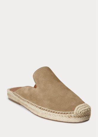 Khaki męskie buty casualowe Ralph Lauren Cevio Suede Mule