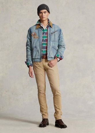 Khaki Męskie Jeansy Ralph Lauren Sullivan Slim Stretch