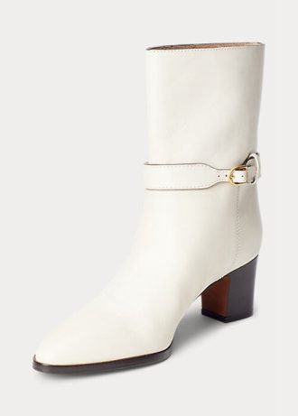 Kremowe damskie buty Ralph Lauren Polo ID z woskowanej skóry cielęcej