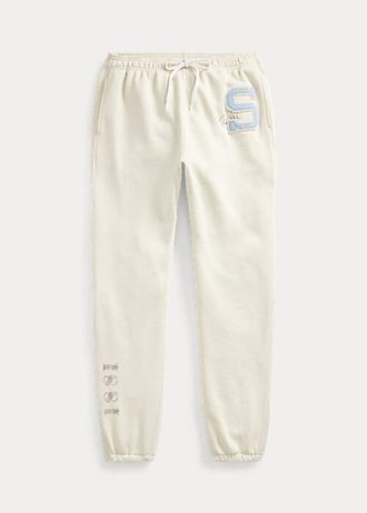 Kremowe damskie spodnie dresowe z polaru Ralph Lauren The Spelman Collection
