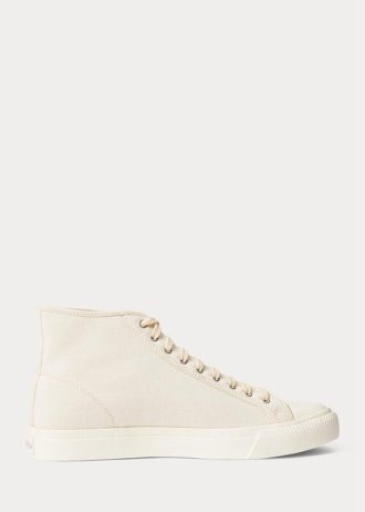 Kremowe męskie płócienne trampki Ralph Lauren Mayport
