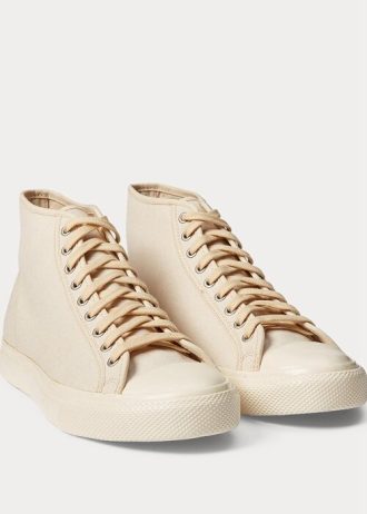 Kremowe męskie płócienne trampki Ralph Lauren Mayport