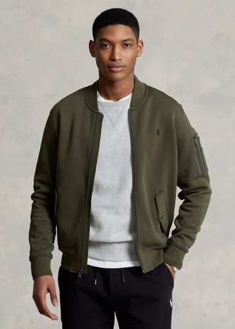 Kurtki bomberki męskie Ralph Lauren Double Knit w kolorze oliwkowym