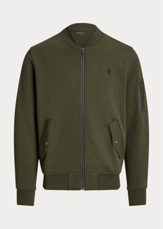 Kurtki bomberki męskie Ralph Lauren Double Knit w kolorze oliwkowym
