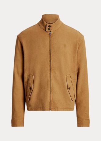 Kurtki męskie Ralph Lauren z mieszanki lnu i jodełki w kolorze khaki