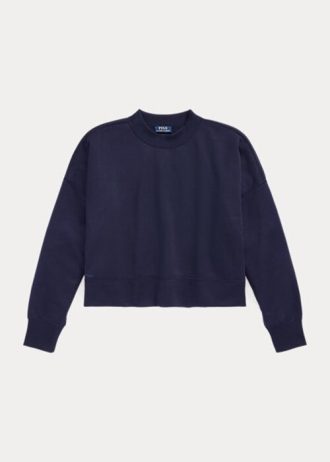 Marynarki damskie Ralph Lauren Boxy Suede-Patch French Terry Bluzy