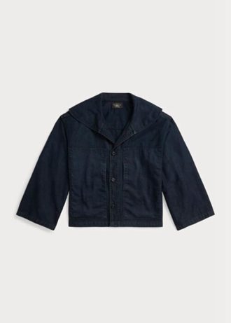 Marynarki damskie Ralph Lauren Short Indigo Cotton-Len Jackets Marynarki damskie Ralph Lauren Short Indigo Cotton-Len Jackets