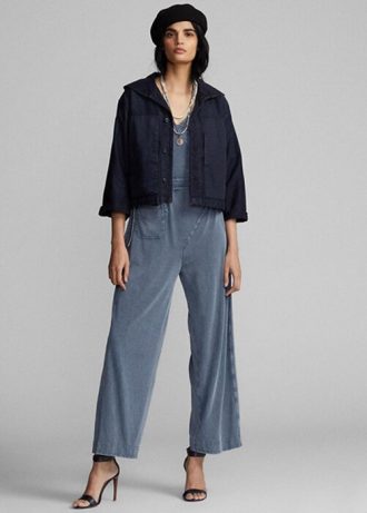 Marynarki damskie Ralph Lauren Short Indigo Cotton-Len Jackets Marynarki damskie Ralph Lauren Short Indigo Cotton-Len Jackets