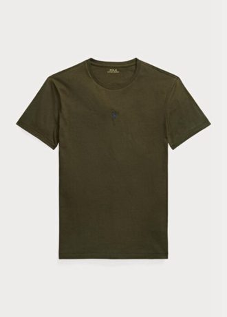 Męskie koszulki z okrągłym dekoltem Ralph Lauren w kolorze oliwkowym, dopasowane