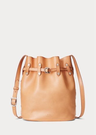 Naturalne damskie torebki Ralph Lauren Stud Vachetta Large Bellport Bucket Bags