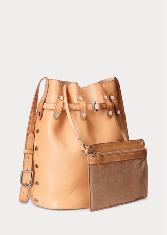 Naturalne damskie torebki Ralph Lauren Stud Vachetta Large Bellport Bucket Bags