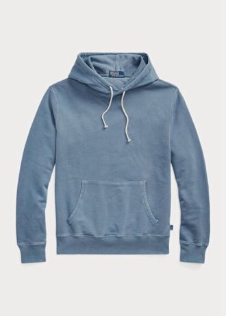 Niebieska męska bluza z kapturem Ralph Lauren z organicznej bawełny z polaru