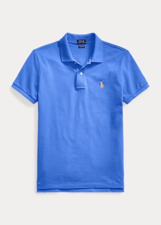 Niebieskie damskie koszulki polo Ralph Lauren Classic Fit z siateczki Niebieskie damskie koszulki polo Ralph Lauren Classic Fit z siateczki
