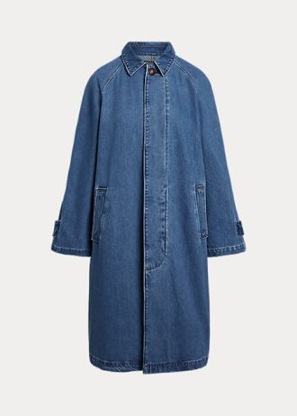 Niebieskie damskie kurtki samochodowe Ralph Lauren z mieszanki bawełny i jedwabiu