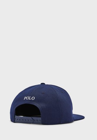 Niebieskie męskie czapki z logo Ralph Lauren z zakrzywionym daszkiem