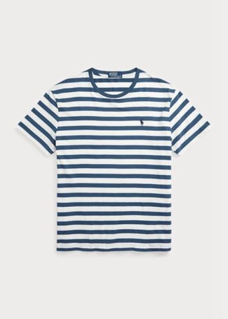 Niebieskie męskie koszulki w paski Ralph Lauren Classic Fit