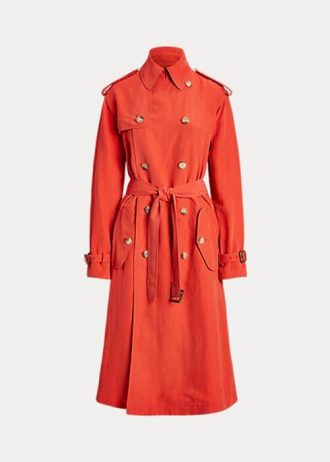 Pomarańczowe damskie płaszcze z mieszanki jedwabiu Ralph Lauren
