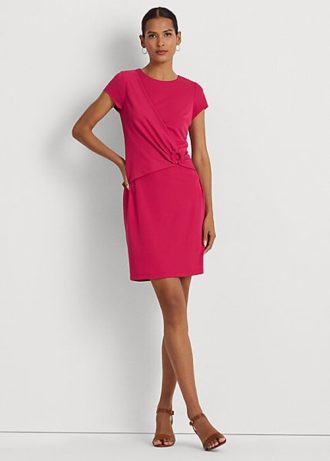 Różowa damska sukienka Ralph Lauren z elastycznego jerseyu z krótkim rękawem
